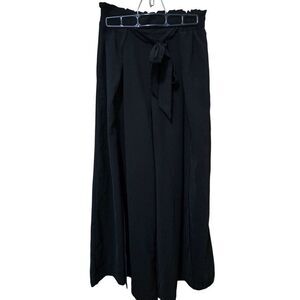 Grace Karin Black Wide-Leg Palazzo Pants With Tie Waist gaucho culottes elegant